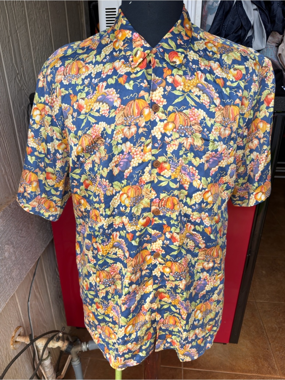 Reyn Spooner Mens Egyptian Cotton Harvest Pumpkin Hawaiian Shirt Men's Large
